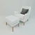 Stylish White Armchair with Ottoman 3D model small image 1