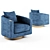 Luxurious Horn-Embellished Velvet Swivel Armchair 3D model small image 1