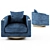 Luxurious Horn-Embellished Velvet Swivel Armchair 3D model small image 2