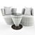 White Rattan Outdoor Furniture Set 3D model small image 1