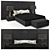 Sleek Black Bed Set 3D model small image 1