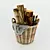 Natural Willow Firewood Basket 3D model small image 1