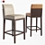 Modern Oak and Leather Barstool 3D model small image 1