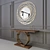 Elegant Walnut Console & Copper Mirror 3D model small image 1