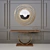 Elegant Walnut Console & Copper Mirror 3D model small image 2