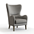 Modern Gray Wing Chair 3D model small image 1