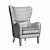 Modern Gray Wing Chair 3D model small image 2