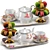 Elegant Pink Tea Set 3D model small image 1