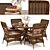 Georgia Garden Rattan Dining Set 3D model small image 1