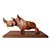 Copper Rhino Sculpture 3D model small image 1