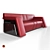 Elegant Burgundy Sofa 3D model small image 1