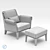 Luxury Bentley Home Sherwood Ottoman & Armchair 3D model small image 3