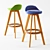 Swivel Wood Bar Chair: Upholstered Seat & Back 3D model small image 1