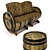 Barrel Chic 845mm Sofa Set 3D model small image 2