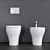 Ceramic Enjoy Toilet & Bidet Set 3D model small image 2