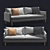 Modern Zen 3-Seater Sofa with Accent Pillows 3D model small image 2