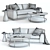 Baker Laguna Sofa Set: Elegant and Detailed 3D model small image 3