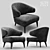 Sleek Minotti Aston Black Armchair 3D model small image 1