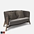 Round 2 Seater Sofa with Teak Legs 3D model small image 2