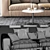 Luxe Velvet Lapo Sofa Set 3D model small image 3