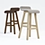 Natural Wood Bar Chair Set 3D model small image 1