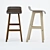 Natural Wood Bar Chair Set 3D model small image 2