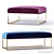 West Elm Upholstered Ottoman and Bench 3D model small image 1