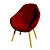 Title: Red Velvet Wooden Leg Armchair 3D model small image 1