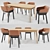 Title: Brazilian Wood & Steel Table Set 3D model small image 1
