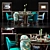 Modern Zanaboni Dining Set 3D model small image 1