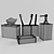 Elegant Glass Bathroom Set 3D model small image 3