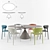 Modern Minimalist Dining Set: Desalto Clay Table & Koki Chair 3D model small image 2