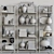 Elegant Décor Shelf with Porcelain, Books, and Lamp 3D model small image 2