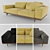 Luxury Argo Sofa: Moran, Ikat & Personal Yellow Velvet 3D model small image 1