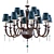 Euroluce JULIENNE Chandelier: Fume shade L8 + 4 Green 3D model small image 1