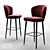 Italian Design: Minotti Aston Red Bar Stool 3D model small image 1