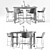 Modern Bamey Dining Set 3D model small image 3