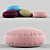 Luxurious Velvet Round Pillow Set 3D model small image 1