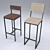 Sleek Wooden Bar Chairs 3D model small image 1