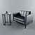 Luxury AC Lounge Set 3D model small image 3