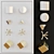 Elegant Marble and Brass Furniture Handles 3D model small image 1