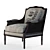 Elegant Grey Armchair with Wooden Frame 3D model small image 1