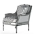 Elegant Grey Armchair with Wooden Frame 3D model small image 3