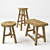 Rustic Country Chairs & Stools 3D model small image 1