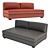Modern Leather Armless Sofa 3D model small image 1