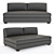 Modern Leather Armless Sofa 3D model small image 2