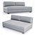 Modern Leather Armless Sofa 3D model small image 3