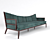 Elegant Emerald Velvet Wingback Sofa 3D model small image 1