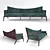 Elegant Emerald Velvet Wingback Sofa 3D model small image 3