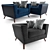 Luxury Velvet Black Sofa 3D model small image 1